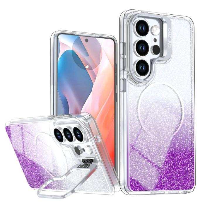 OEM - Samsung Galaxy S26 Ultra Skal Magnetiskt Gradient Glittrigt Skydd - Lila
