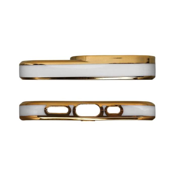 OEM - Galaxy A13 5G Skal Fashion Guld Frame Gel - Vit