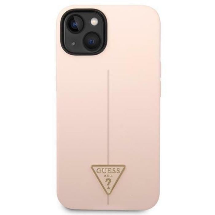 Guess - GUESS iPhone 14 Plus Skal Silicone Triangle - Rosa
