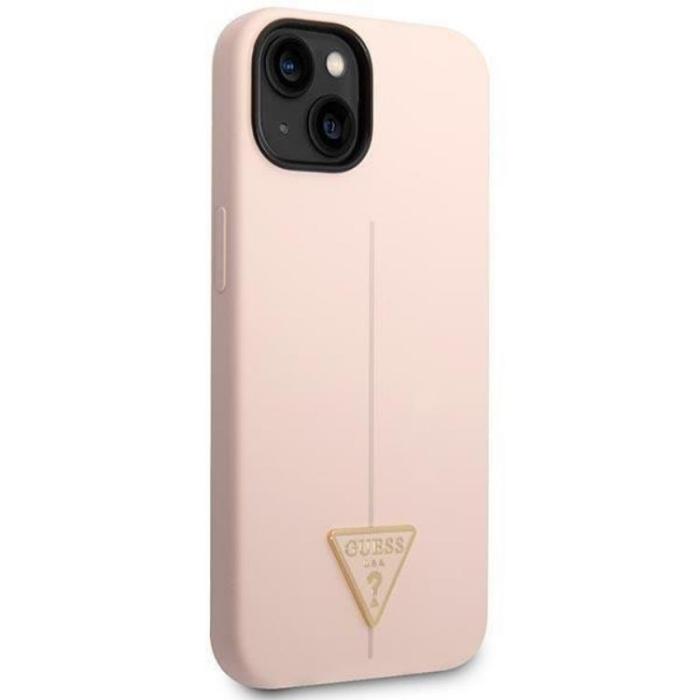 Guess - GUESS iPhone 14 Plus Skal Silicone Triangle - Rosa
