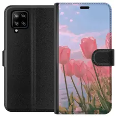 Gustaf - Pl&aring;nboksfodral till Samsung Galaxy A42 5G med Rosa Tulpaner
