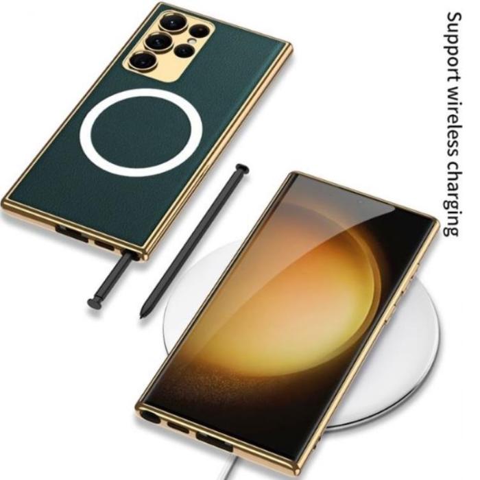 GKK - GKK Galaxy S23 Ultra Mobilskal Magsafe Electroplating - Vinröd