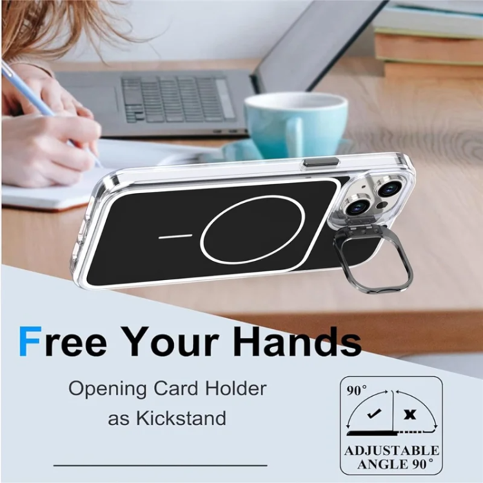 A-One Brand - iPhone 15 Mobilskal MagSafe Lens Kickstand med Handrem