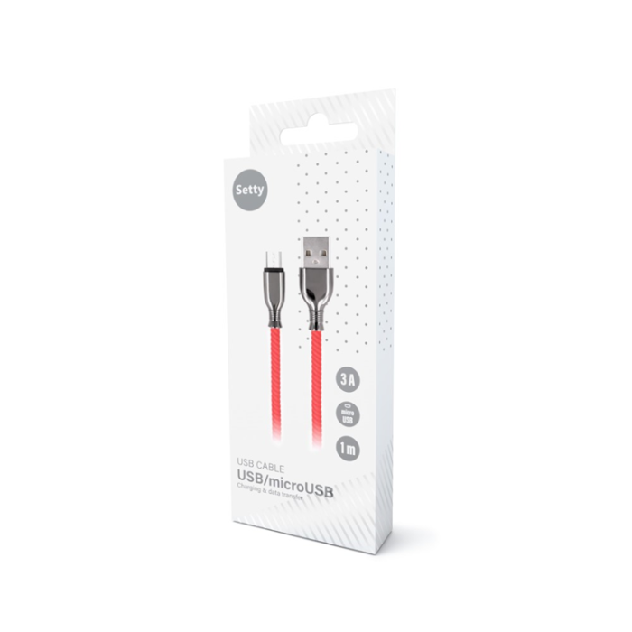 Setty - Setty USB Till MicroUSB 1m Kabel 3A FC-M - Röd