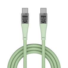 QUALO - QUALO USB-C till USB-C Kabel 1.5m 3A Transparent Nylon - Grön