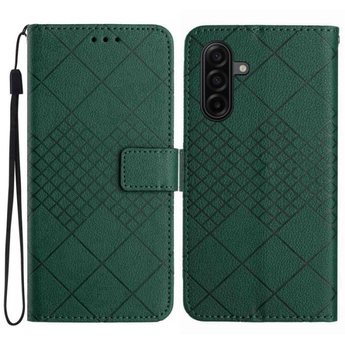 OEM - Samsung Galaxy S26 Fodral Imprint Konstläder Flip Folio - Grön