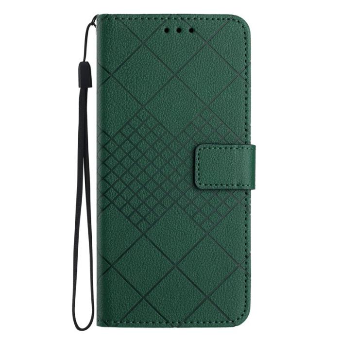 OEM - Samsung Galaxy S26 Fodral Imprint Konstläder Flip Folio - Grön