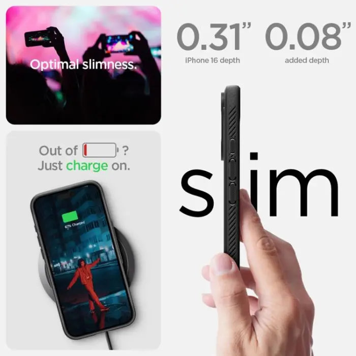 Spigen - Spigen iPhone 16 Mobilskal Magsafe Rugged Armor - Svart