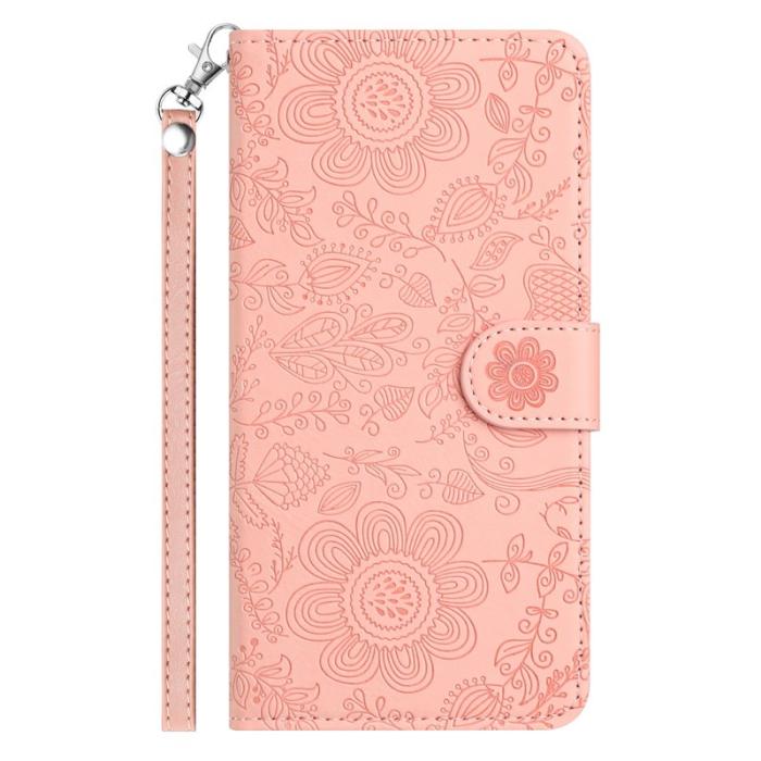 OEM - Samsung Galaxy S26 Plånboksfodral Blommönster Konstläder Flip - Rosa