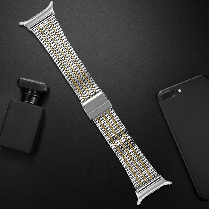 A-One Brand - Galaxy Watch 8/8 Classic (40/44/46mm) Armband Stainless Steel - Silver/Guld