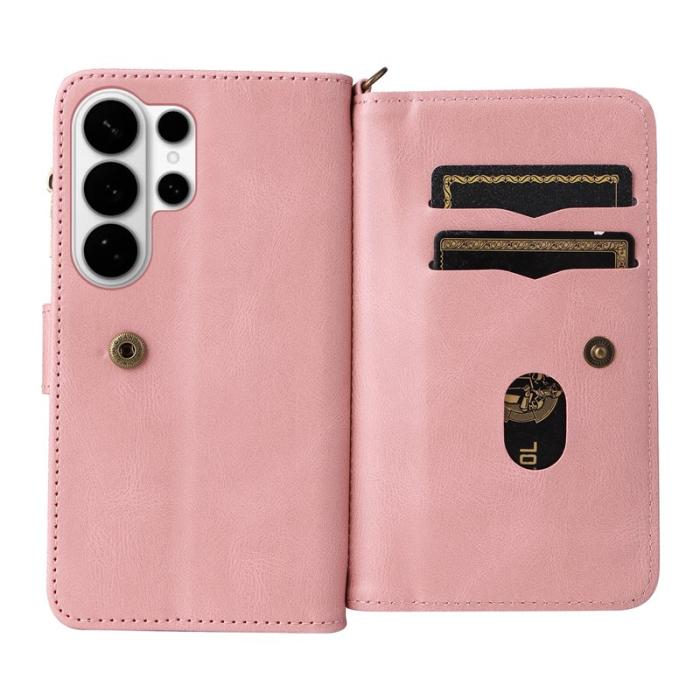OEM - Samsung Galaxy S26 Ultra Fodral Läder Med Dragkedja - Rosa