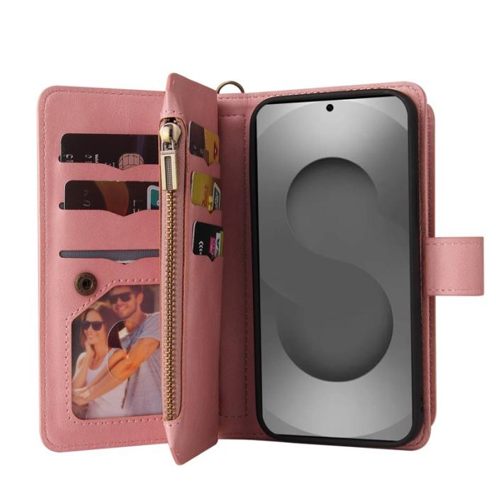 OEM - Samsung Galaxy S26 Ultra Fodral Läder Med Dragkedja - Rosa