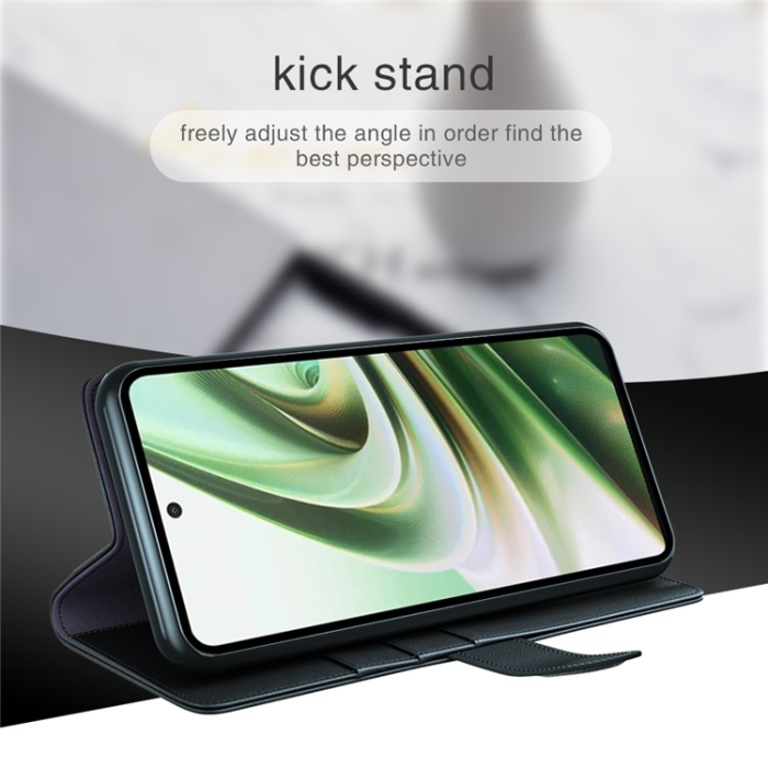 A-One Brand - OnePlus Nord CE 3 Lite 5G Plånboksfodral Äkta Läder - Svart