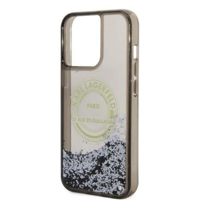 KARL LAGERFELD - Karl Lagerfeld iPhone 14 Pro Max Skal Liquid Glitter RSG - Svart