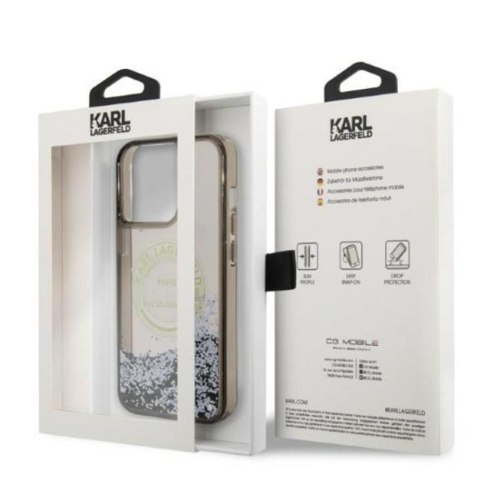 KARL LAGERFELD - Karl Lagerfeld iPhone 14 Pro Max Skal Liquid Glitter RSG - Svart