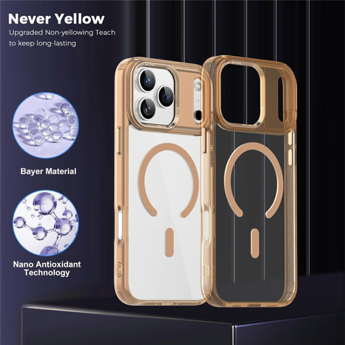 A-One Brand - iPhone 17 Pro Mobilskal MagSafe Transparent TPU+PC - Ökenguld