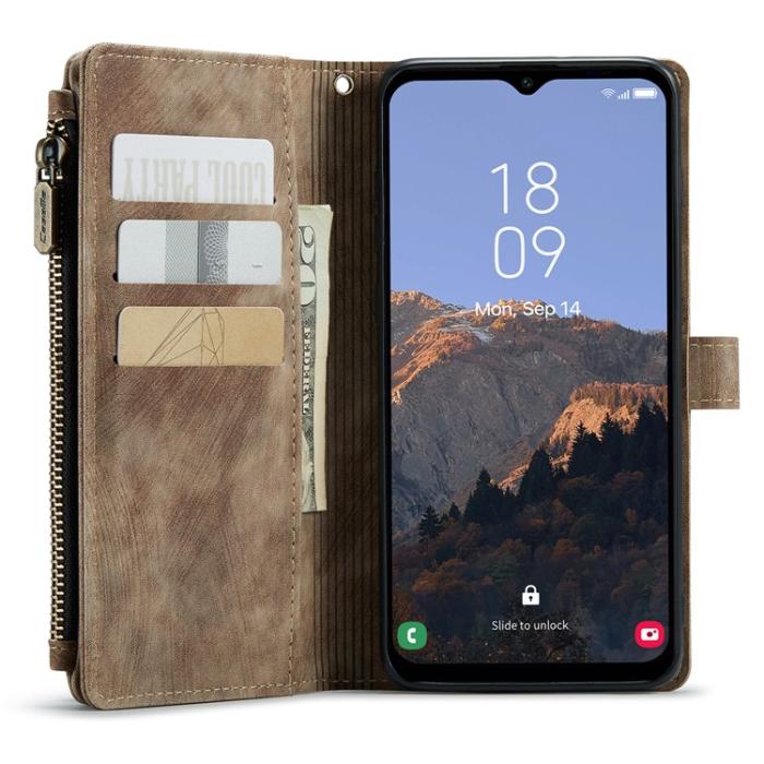 Caseme - CASEME Galaxy A24 4G Plånboksfodral C30 Zipper - Brun