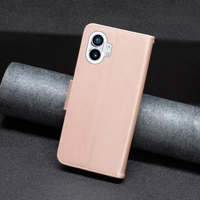A-One Brand - Nothing Phone 1 Plånboksfodral Butterfly Imprinted - Rosa Guld