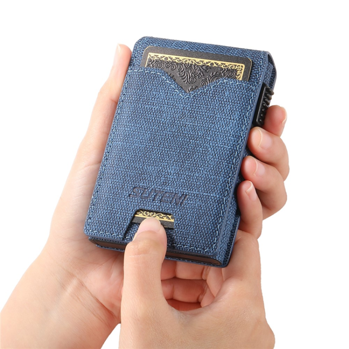 KIGC - SUTENI Korthållare Automatiskt Pop-Up Metall Imprint Jeans