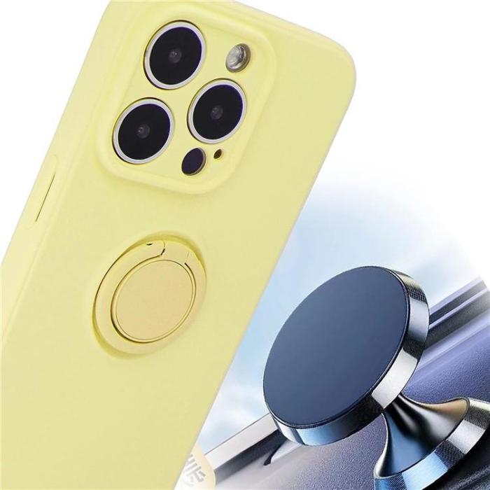 OEM - iPhone 15 Pro Max Mobilskal Ringhållare Liquid Silikon - Gul
