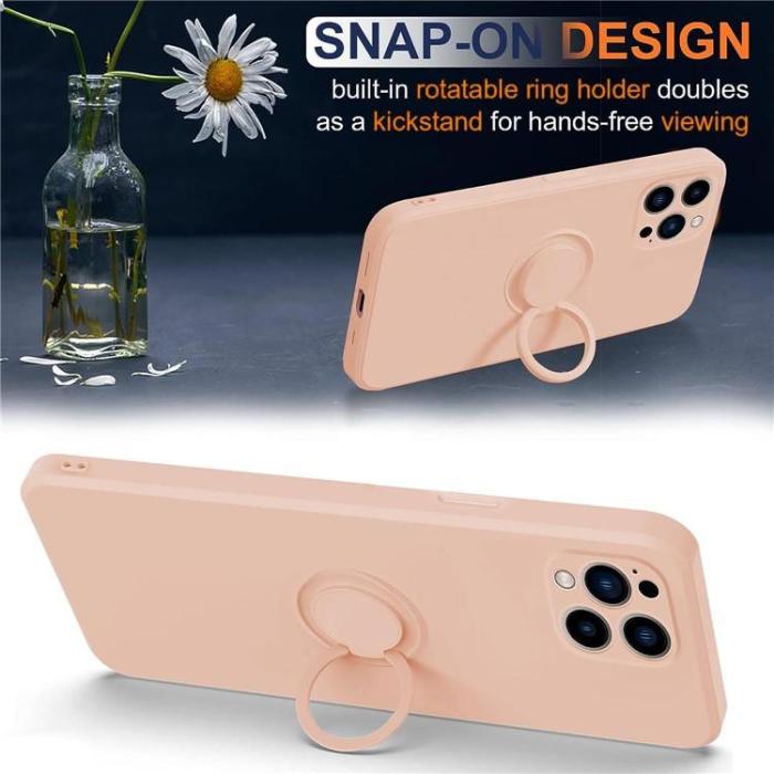 OEM - iPhone 15 Pro Max Mobilskal Ringhållare Liquid Silikon - Rosa