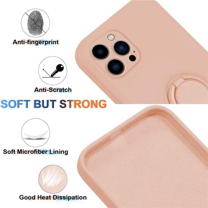 OEM - iPhone 15 Pro Max Mobilskal Ringhållare Liquid Silikon - Rosa