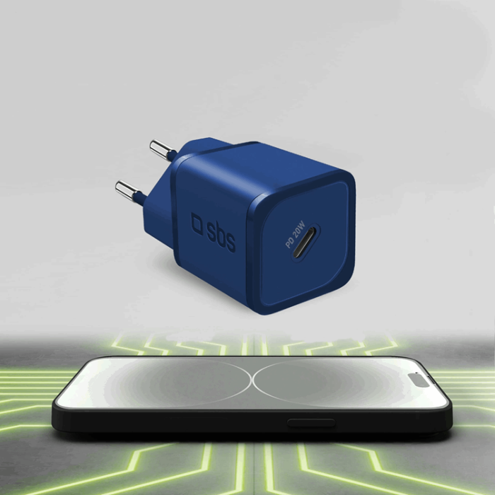 SBS - SBS Snabbladdare 20W GaN Power Delivery - Blå