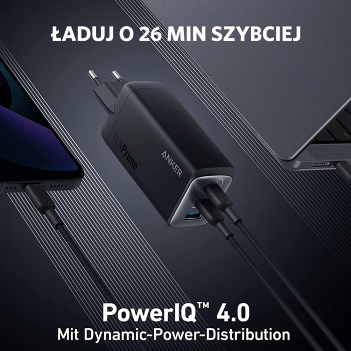Anker - Anker Väggladdare 120W 2xUSB-C 1xUSB-A GaNPrime 737 - Svart