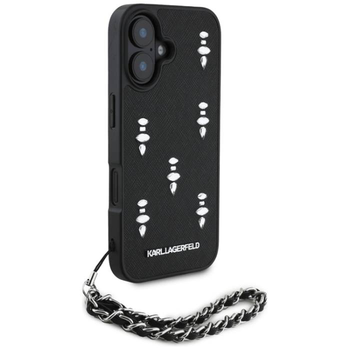 KARL LAGERFELD - Karl Lagerfeld iPhone 16 Mobilskal Saffiano Crystals Strap - Svart