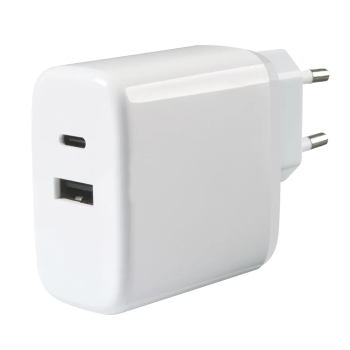 UTGATT1 - Vivanco GaN Snabb Hemladdare USB-A till USB-C 65W USB-C Kabel - Vit