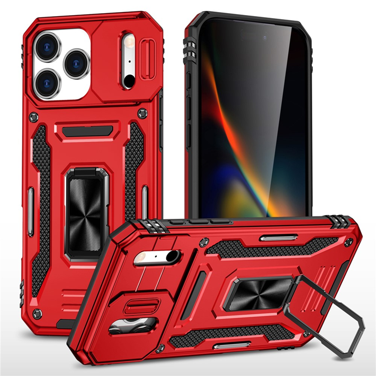 iPhone 17 Pro Max Mobilskal Kickstand Lens Lid - Röd | 2353 | AlltMobil