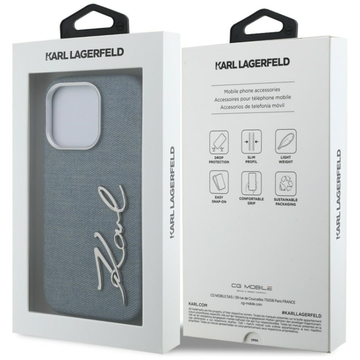 KARL LAGERFELD - Karl Lagerfeld Mobilskal För iPhone 16 Pro Jeans Signature Logo - Blå