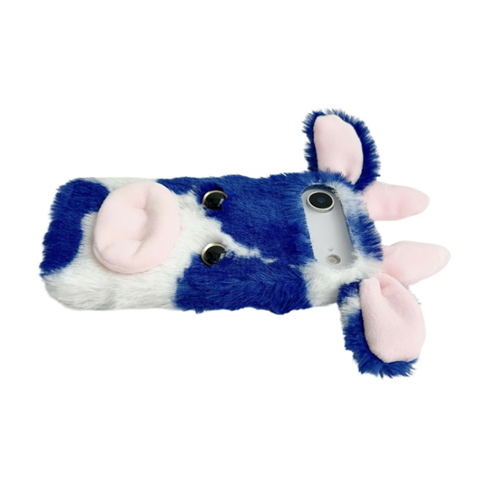 A-One Brand - iPhone Air Mobilskal Fluffy Cute Cow Plush TPU - Blå