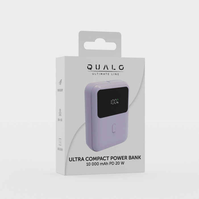QUALO - Qualo Powerbank 10000 mAh Med Led 20W - Lila