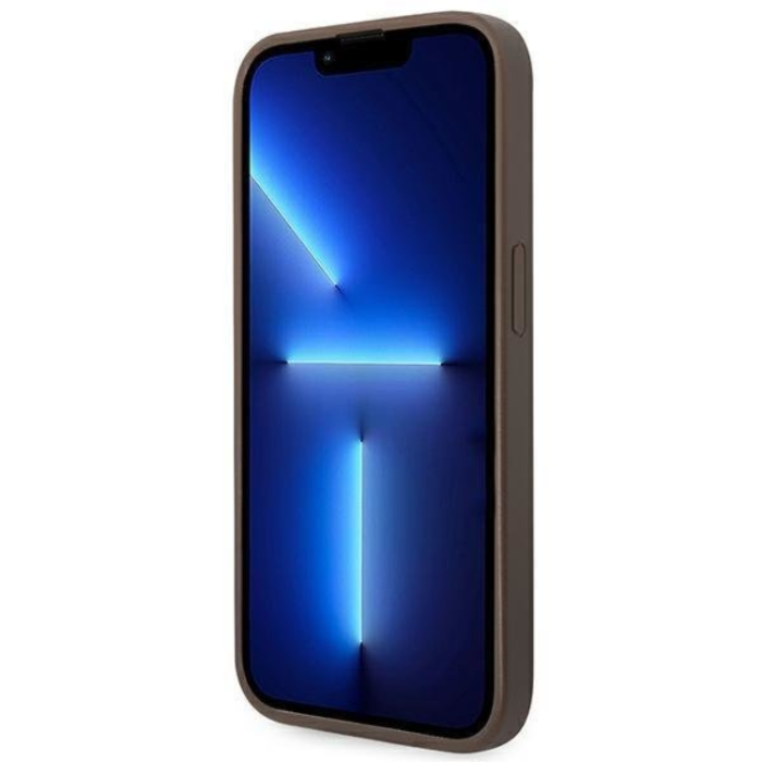 Guess - GUESS iPhone 14 Pro Max Skal Saffiano Metall Gold Logo - Brun