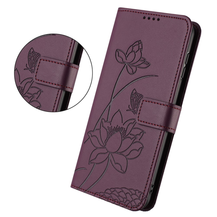 A-One Brand - Sony Xperia 10 VII Plånboksfodral Lotus Imprint - Vinröd