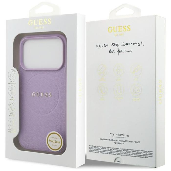 Guess - Guess iPhone 17 Pro Mobilskal MagSafe Grained Ring - Lila