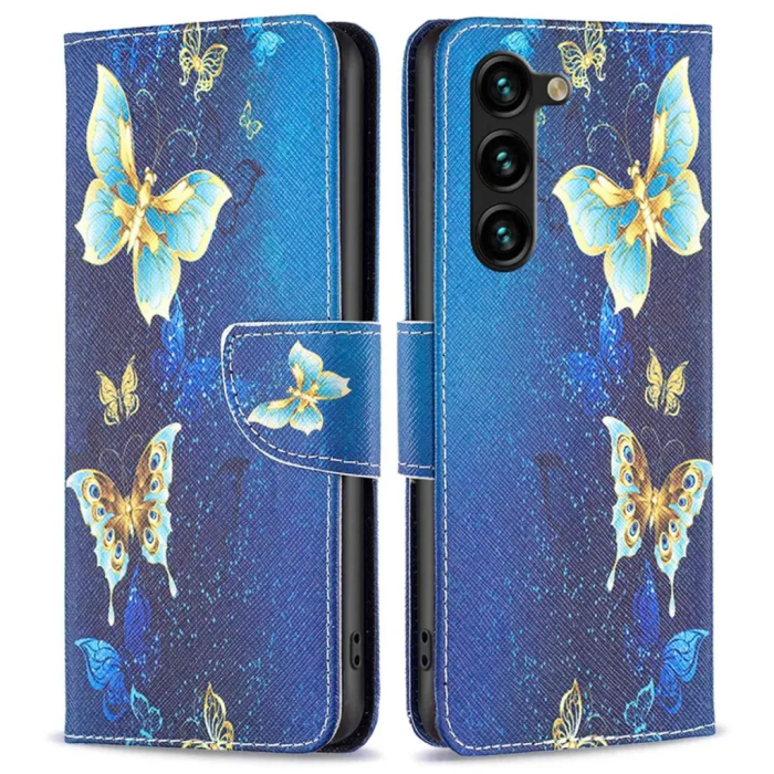 Taltech - Galaxy S23 Plus Plånboksfodral Pattern Printing - Guldfjärilar