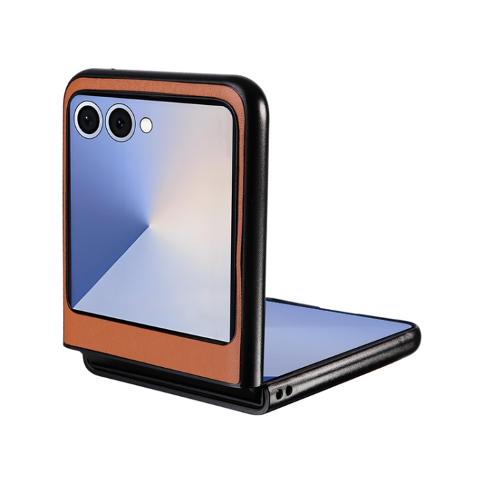 A-One Brand - Galaxy Z Flip 7 Mobilskal PU Läder Protective - Brun