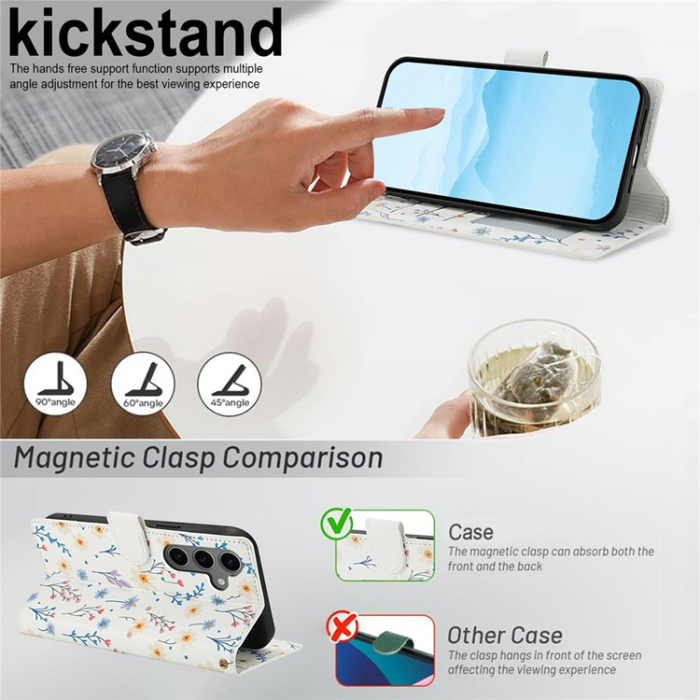 A-One Brand - Galaxy S25 - S24 Plånboksfodral Rhombic Floral A2