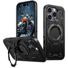 N/A - Mobilskal till iPhone 16 Pro Plast Milit&auml;rskydd Kickstand - Svart