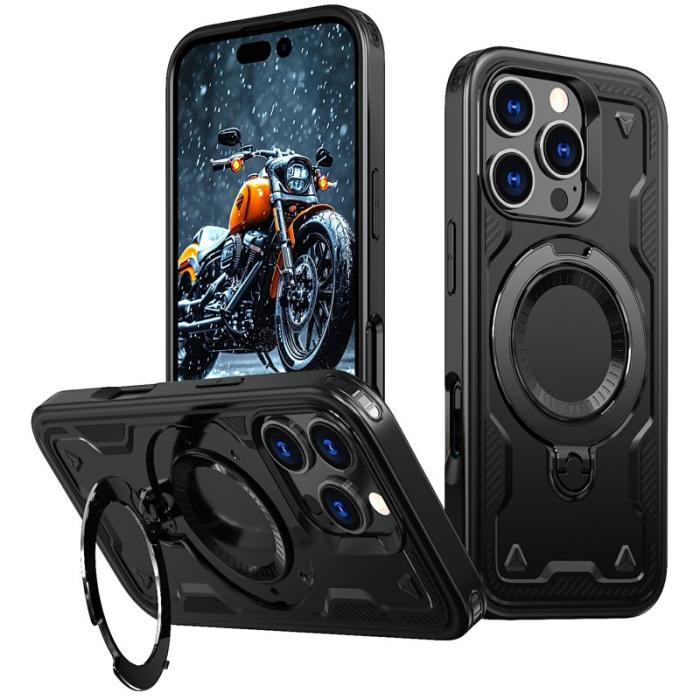 N/A - Mobilskal till iPhone 16 Pro Plast Militärskydd Kickstand - Svart