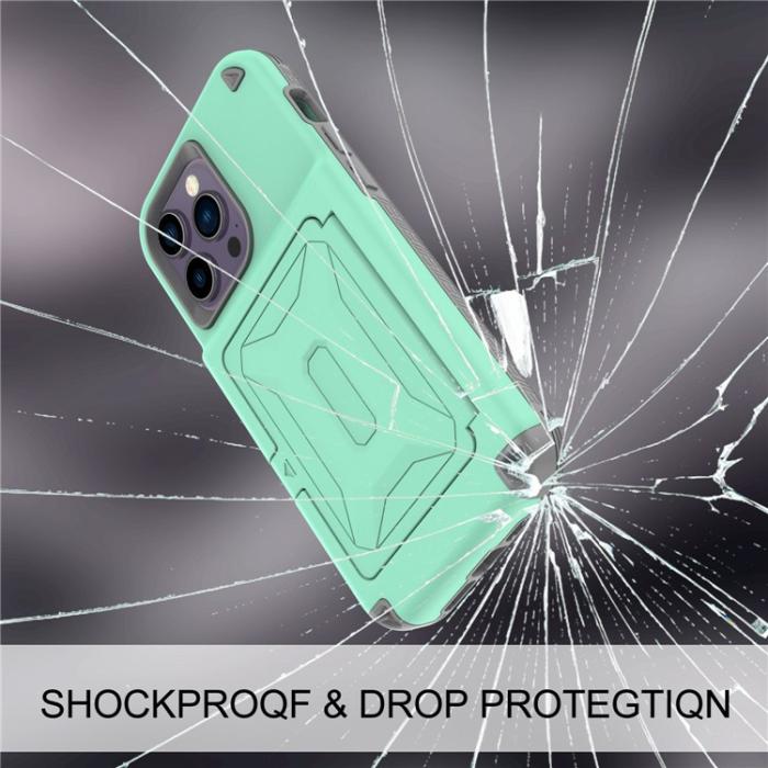 OEM - iPhone 14 Pro Max Skal Korthållare Mirror Kickstand - Grön