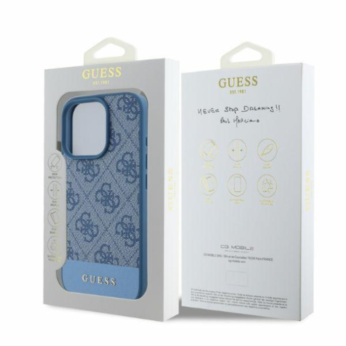 Guess - Guess iPhone 16 Pro Max Mobilskal 4G Bottom Stripe - Blå