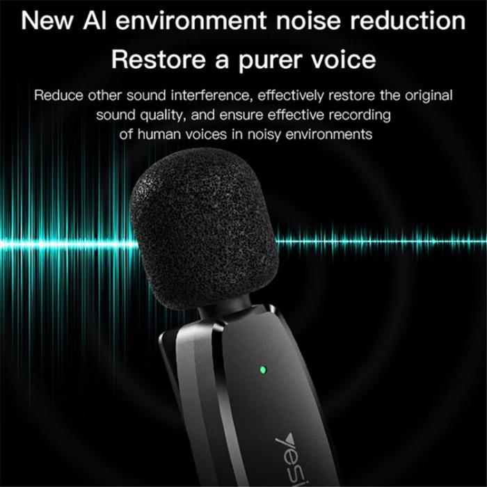 Yesido - YESIDO Trådlös Lavaliermikrofon Typ-C Klämmdesign (Sändare + Mottagare) KR11