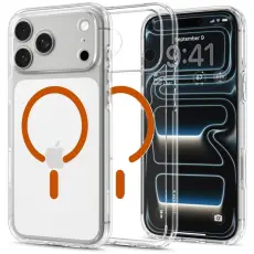 Spigen - Spigen Mobilskal F&ouml;r iPhone 18 Pro/17 Pro Magsafe Ultra Hybrid - Clear/Orange