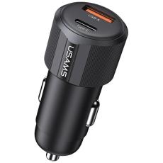 USAMS - USAMS Billaddare 60W 1xUSB-A 1xUSB-C YT - Svart