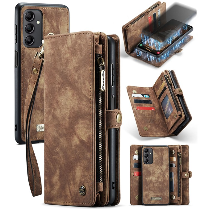 Caseme - CASEME Galaxy A14 5G/4G Plånboksfodral Detachable Zipper - Brun