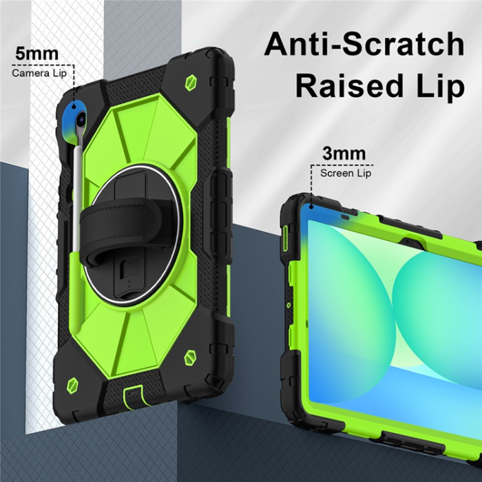 A-One Brand - Galaxy Tab S10 FE/S9 FE/S9 Skal Kickstand med Rem - Gulgrön
