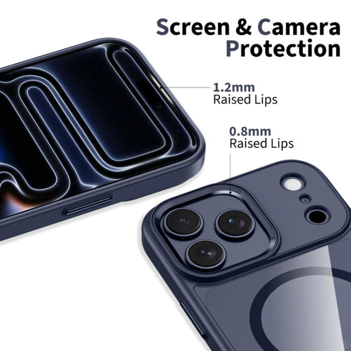 Tech-Protect - Tech-Protect iPhone 17 Pro Max Mobilskal Magsafe Matte - Mörkblå/Clear